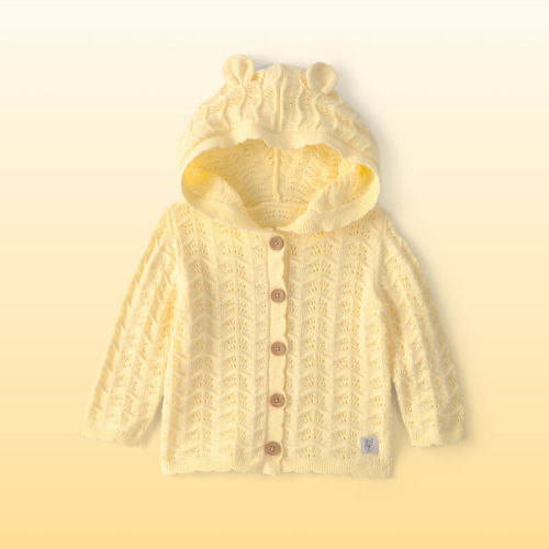 Baby Girl Disney© Winnie the Pooh Pointelle Cardigan with Bear Ears - Yellow | Carter’s Oshkosh Canada