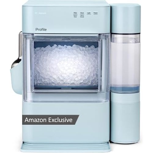 GE Profile Opal Ultra, Countertop Nugget Ice Maker, 1 Gal XL Side Tank, *Amazon Exclusive*, 38 lbs/Day, Pebble Pellet Crushed Ice Machine, WiFi Moonstone Blue