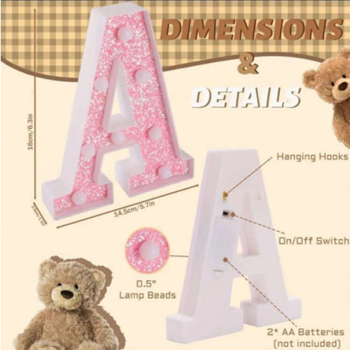 1pc Shiny Pink LED Lighted Letter Light, Battery Powered English Alphabet & Numeric Night Light, Warm Glow, Great For Proposal, Wedding Decor, Christmas Gift, Girls Bedroom, Hotel, Party, Restaurant Decoration, Birthday, Wedding And Christmas