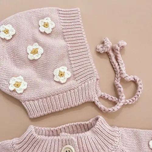The Blueberry Hill - Cotton Flower Bonnet, Blush | Baby Hat
