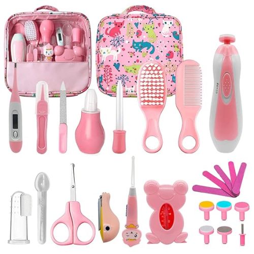 Baby Healthcare and Grooming Kit, 26 in 1 Baby Electric Nail Trimmer Set Newborn Nursery Health Care Set for Newborn Infant Toddlers Baby Boys Girls Kids Haircut Tools