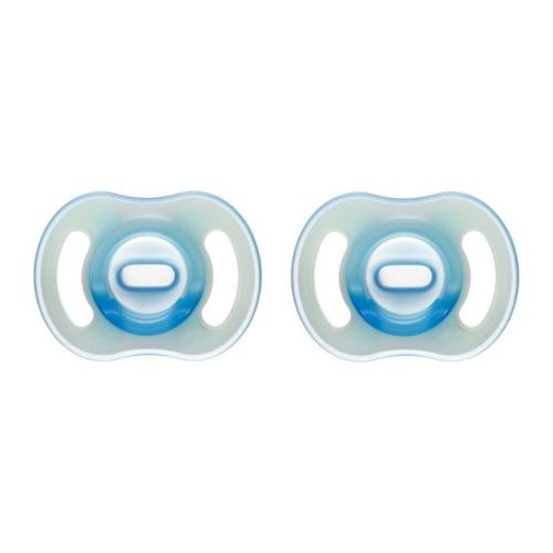 Tommee Tippee Ultra-Light Stay Put Night Glow Silicone Pacifiers 6-18m - Blue - 2pk