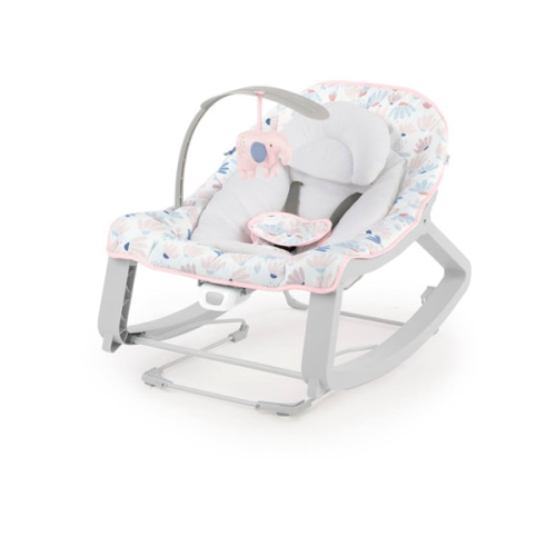 Ingenuity Keep Cozy 3-in-1 Grow with Me Vibrating Baby Bouncer Seat & Infant to Toddler Rocker, Vibrations & -Toy Bar, 0-30 Months Up to 40 lbs (Pink Burst)