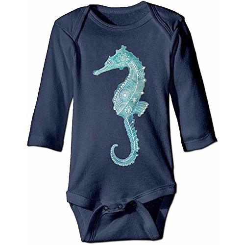 SiYooca Baby Onesie Colorful Seahorse Flower Pattern Infant Clothes Baby Outfits Long Sleeve Bodysuit