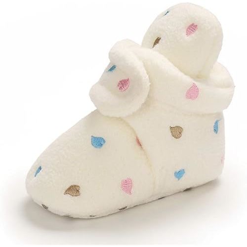 COSANKIM Baby Booties Newborn Boys Girls Fleece Boots Non Slip Grippers Stay On Slipper Socks Infant First Walker Winter Warm Crib Shoes