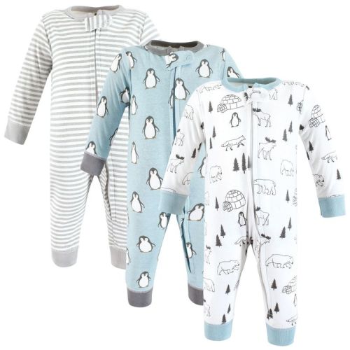 Hudson Baby Infant Cotton Sleep and Play, Penguin, 3-6 Months