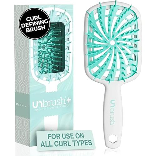 FHI Heat UNbrush Plus — Curly Hair Brush for Gentle & Effective Detangling on Wet or Dry Fragile Hair Types — Detangler Brush w/ 84 UltraFlex Bristles, Ultra-light, Vented, Anti Static Hairbrush