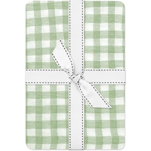 Butterblu Frankie Fitted Crib Sheet 100% Organic Cotton for Baby & Toddler Mattress, Breathable for Boys & Girls, Sage Check, One Size