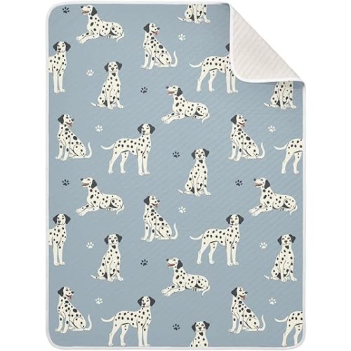 Dalmatian Dogs Paw Gray Blue Baby Swaddle Blanket for Boys and Girls, Muslin Baby Receiving Swaddle Blanket, Soft Cotton Nursery Swaddling Blankets for Newborn Toddler Infant