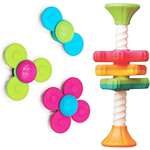 Fat Brain Toys MiniSpinny & Whirly Squigz Baby Sensory Toys, Baby, Toddler