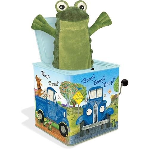 YOTTOY Little Blue Truck Collection | Little Blue Truck Jack-in-The-Box Infant Plush Toy with Music – 5.5” x 5.5” x 5.5”