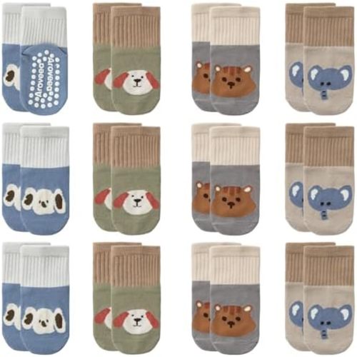 Ankle Baby Socks, 12 Pack Baby Socks Non Slip Grip, Cute Cotton, Infant, for Toddler Boys and Girls Kids