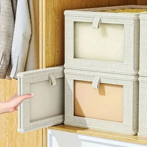 Racxily Foldable Clothes Storage Box with Viewing Window - Heavy-Duty Organizer Box, Stackable Closet Organizer for Wardrobe