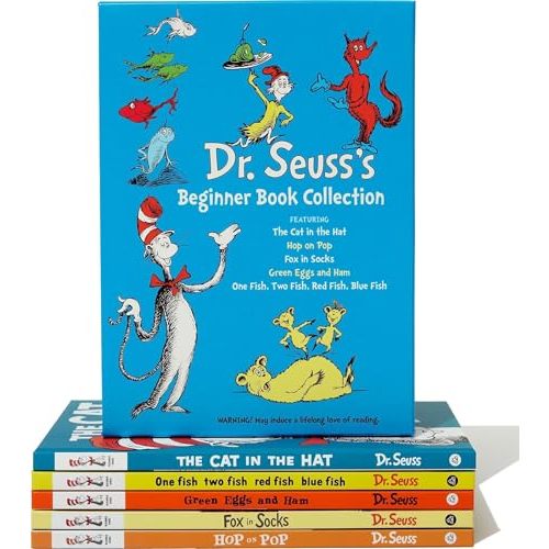 Dr. Seuss's Beginner Book Boxed Set Collection: The Cat in the Hat; One Fish Two Fish Red Fish Blue Fish; Green Eggs and Ham; Hop on Pop; Fox in Socks
