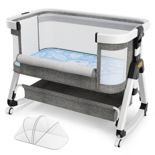 Latitude Run® Baby Bassinet,3 In 1 Baby Bassinets Bedside Sleeper With Wheels And Mosquito Net,bedside Bassinet For Baby With Comfy Mattress, Mattress&breathable Mesh,storage Basket | Wayfair