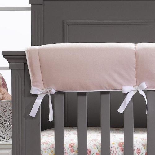 Petal Pink Linen Blend Crib Rail Cover - Baby Bloomers