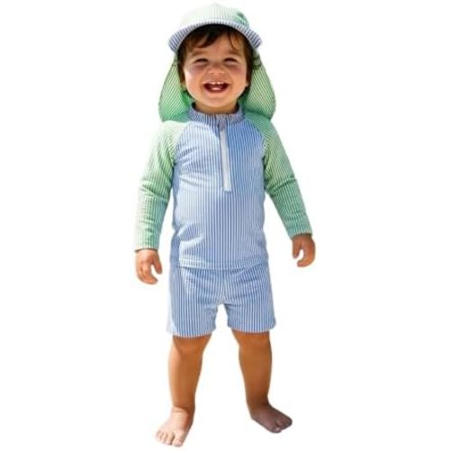 Hnyenmcko Toddler Baby Boys Swim Set Long Sleeve Rashguard Swimsuit Shirt Trunks Infant Bathing Suit Swimwear with Hat