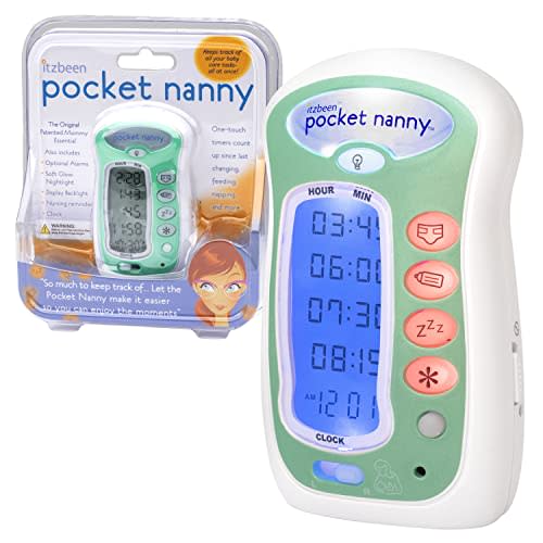 Pocket Nanny- Green Baby Care Timer (Round The Clock Baby Tracker)- Clock and 4 Different Count up Reminders: Nursing, Sleeping, Potty Break, and Optional- Serves as a Soft Glow Nightlight