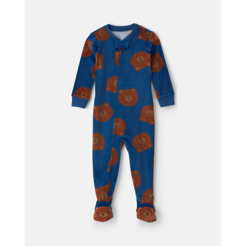 Toddler Boy 1-Piece Bear DreamPlush Snug Fit Footed Pajama - Navy Blue | Carter's