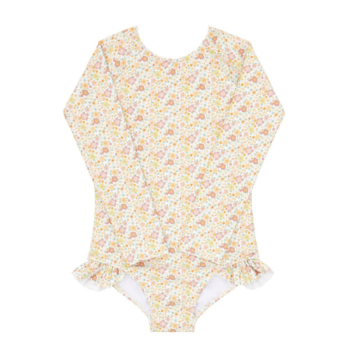 girls marigold floral rashguard one piece – minnow