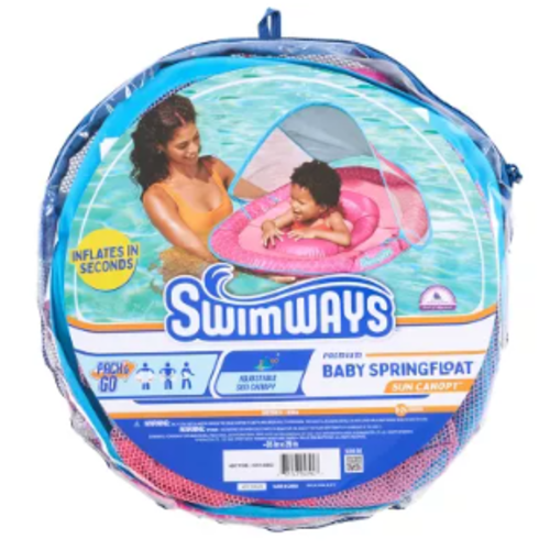Swimways Sun Canopy Spring Float with Hyper-Flate Valve Pool Lounger