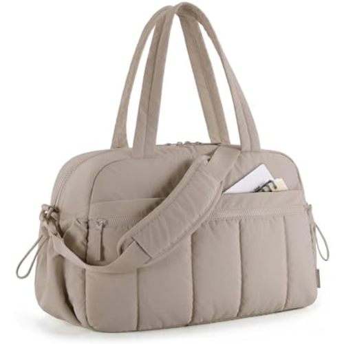 BAGSMART Gym Bag for Woman, 24L Carry on Travel Duffle Bag with Wet Pocket, Water Resistant Weekender Bags for Sports, Trips, Camel