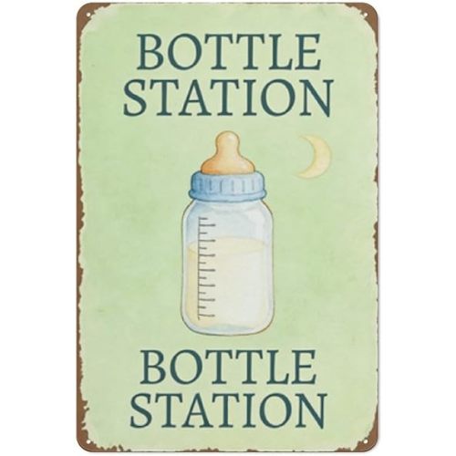 Baby Bottle Metal Tin Sign 8x6 Inch Vintage Wall Decor Art Plaque Station Quote Nursery Home