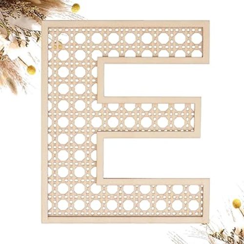 Wooden Rattan Letters E, 8 Inch Wood Alphabet Letter for Nursery Wall Decor