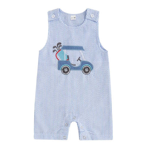 Baby Boys Jumpsuit Sleeveless Crew Neck Striped Embroidery Golf Cart S – August + Willow