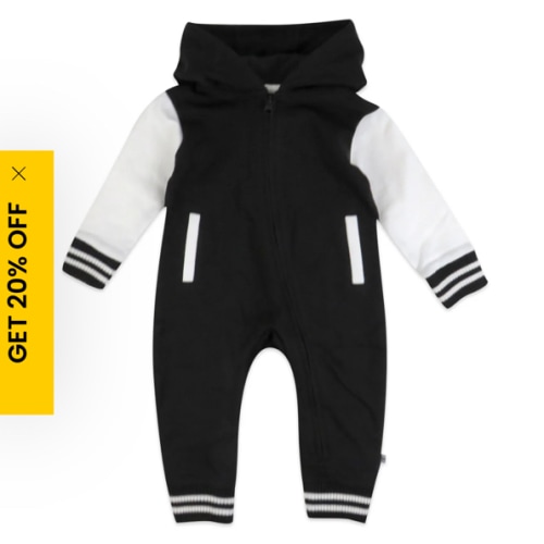 Hoodie Coverall Team Varsity | Honest Baby Clothing 6-9mo