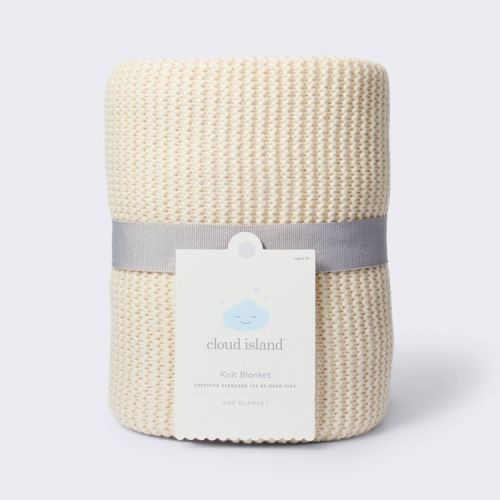 Knit Baby Blanket - Cream - Cloud Island™: Acrylic, Solid Pattern, 40" x 30"
