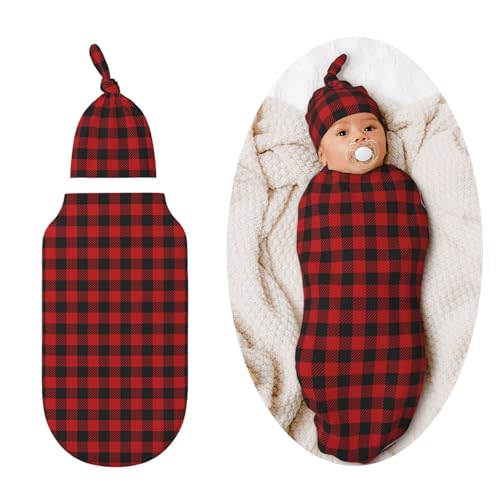 Christmas Checkered Swaddle Blankets Newborn Receiving Blanket Baby Swaddle Wrap Soft Sleeping Sack for Baby Girls Boys