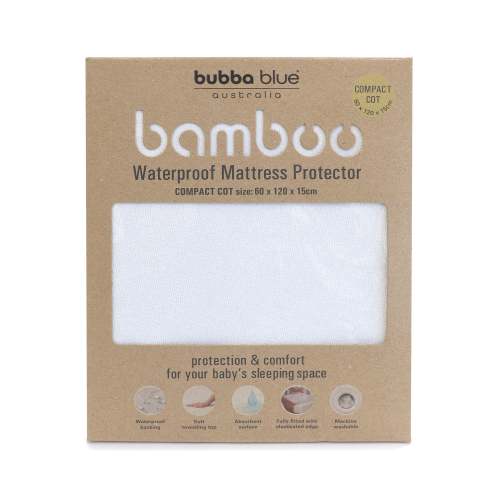 Bamboo White Compact Cot Waterproof Mattress Protector | Bubba Blue – Bubba Blue Australia