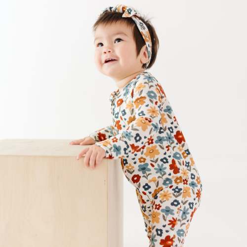 Autumn Meadow Small Ribbed Zip Romper