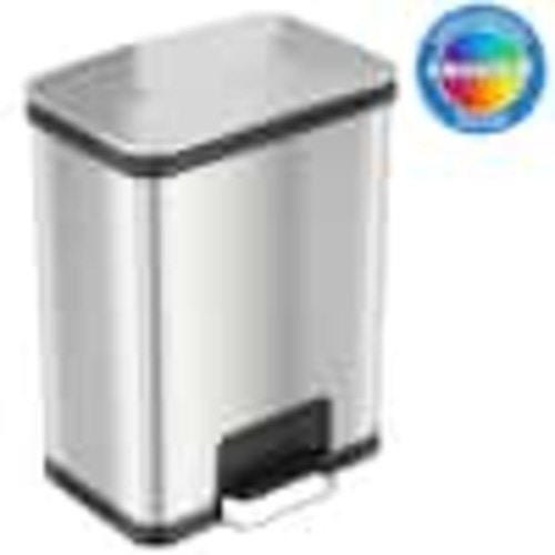 HALO 13 Gal. / 49 Liter Stainless Steel AirStep Household Metal Trash Can with Odor Filter TR13SS