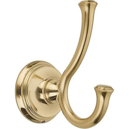 TUNNY Towel Hook Bathroom-2 Pack Champagne Gold Brushed Double Robe/Towel Hook Wall Mounted Hook for Bathroom Bedroom Kitchen