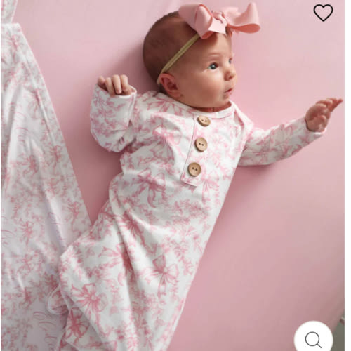 Fancy Frills Newborn Baby Knot Gown & Hat Set | Caden Lane