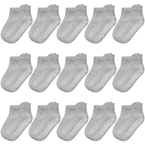 HYCLES 15 Pairs Toddler Socks, Kids Grip Socks for 6-12 Month 1-7 Years Non Slip Ankle Sock for Baby Boys Girls