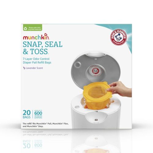 Munchkin Arm & Hammer Diaper Pail Snap, Seal and Toss Refill Bags, 600ct, 20pk