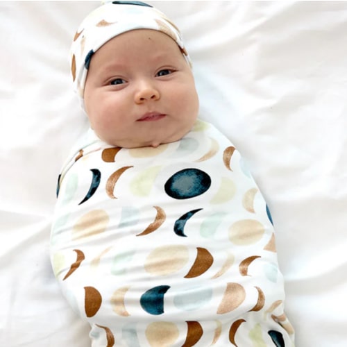 Luna Neutral Swaddle & Hat Set - Little Sleepies