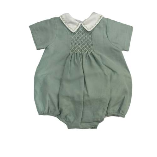 Ivan Green Linen Smocked Romper