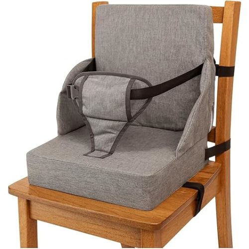 Toddler Booster Seat for Dining Table Kitchen Chair - High Portable Cushion Child Kids Seats, Restaurant Eating Chair with Adjustable Straps & Non-Slip Base