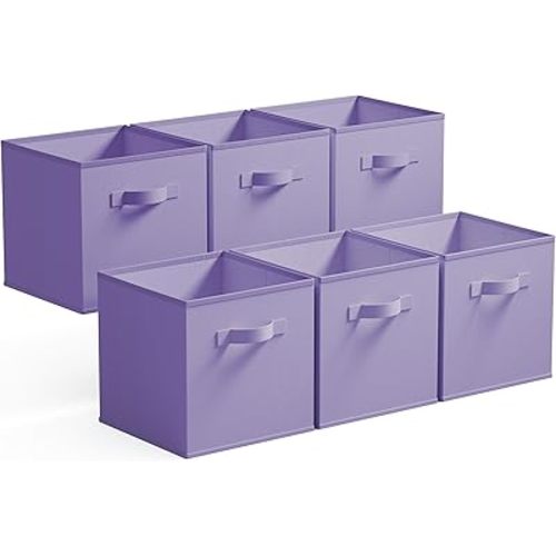 GRANNY SAYS Cube Storage Bins, 11 Inch Cube Storage Organizer, Fabric Collapsible Storage Bins, Durable Storage Cubes for Shelves, Closet, Lavender Purple, 6-Pack