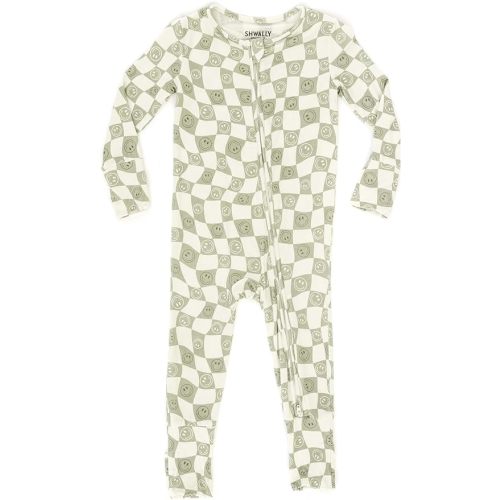 Shwally Organic Baby Bamboo Rompers with 17 Signature Prints - Infant Zipper Jumpsuits