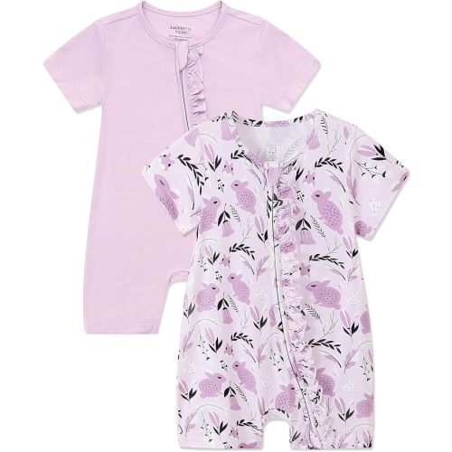 JunNeng 2Pcs Baby Girl Viscose from Bamboo Sleeper, 2 Way Zipper Romper, Short Sleeve One Piece 0-18 Months
