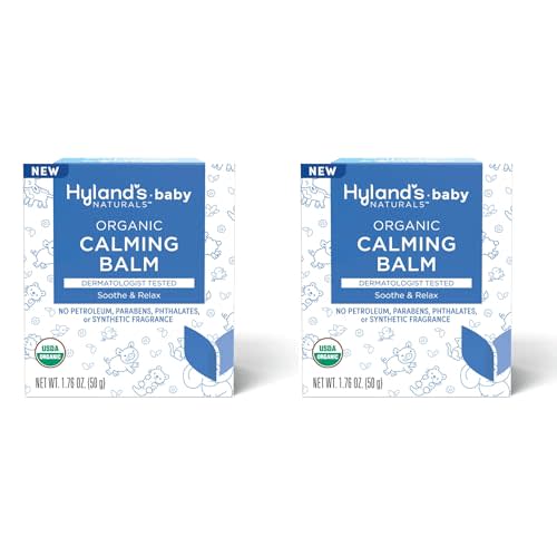Hyland's Baby Organic Calming Balm, Soothe and Relax, With Organic Lavender, Eucalyptus, and Bergamot Fruit Oil, Safe and Gentle, Dermatologist Tested, 1.76 oz. (Pack of 2)