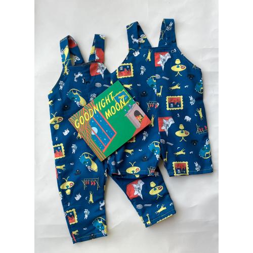GOODNIGHT MOON Organic Cotton 100% Handmade Baby and Toddler Overalls