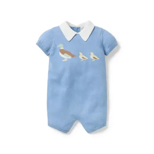 Baby Cloudy Blue Baby Ducks Collared Romper by Janie and Jack