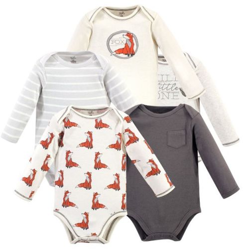 Luvable Friends Touched by Nature Long-Sleeve Bodysuits 5pk, Forest Fables, 0-3M