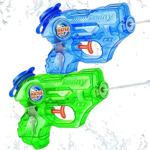 Mini Water Gun for Kids Toddler: 2 Pack Water Guns Soaker Squirts Blasters with Trigger for Boys Girls Bath Toys - Ideal Pool Toys Summer Outdoor Beach Fighting Play